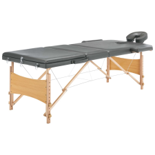 vidaXL 3 zónás antracitszürke masszázsasztal fa vázzal 186 x 68 cm szépségápolási bútor