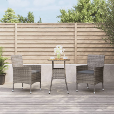 vidaXL 3részes szürke polyrattan kerti bisztrógarnitúra párnákkal kerti bútor