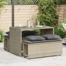 vidaXL 3részes világosszürke polyrattan kerti étkezőgarnitúra párnával kerti bútor