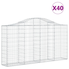 vidaXL 40 db íves horganyzott vas gabion kosár 200x30x100/120 cm (3145448) kerti tárolás