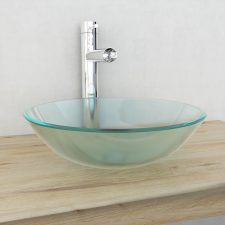 vidaXL 42 cm-es edzett üveg mosdókagyló matt fürdőkellék