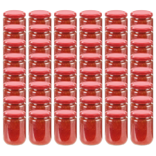 vidaXL 48 db 230 ml-es befőttesüveg piros tetővel konyhai eszköz