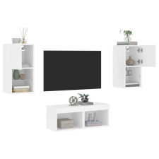 vidaXL 4 darab fehér falra szerelhető TV-szekrény LED-del bútor