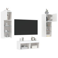 vidaXL 4 darab fehér falra szerelhető TV-szekrény LED-del bútor