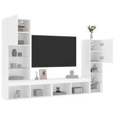 vidaXL 4 darab fehér szerelt fa fali TV-bútor LED-del bútor