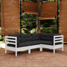 vidaXL 4 darabos fehér fenyőfa kerti ülőgarnitúra párnákkal kerti bútor