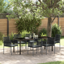 vidaXL 4 darabos szett Fekete Polirattan 54x60.5x83.5 cm Tartós kerti bútor