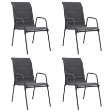 vidaXL 4 db antracitszürke rakásolható acél és textilén kerti szék kerti bútor