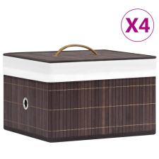 vidaXL 4 db barna bambusz tárolódoboz bútor