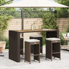 vidaXL 4 db barna polyrattan kerti bárszék párnával kerti bútor