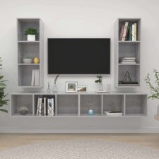 vidaXL 4 db betonszürke forgácslap falra szerelhető TV-szekrény bútor