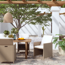 vidaXL 4 db bézs polyrattan kerti szék párnával kerti bútor