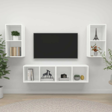 vidaXL 4 db fehér szerelt fa falra szerelhető TV-szekrény bútor