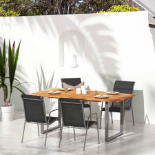 vidaXL 4 db fekete acél és textilén kerti szék kerti bútor