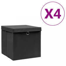 vidaXL 4 db fekete fedeles tárolódoboz 28 x 28 x 28 cm bútor