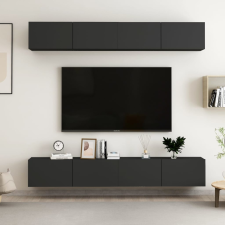 vidaXL 4 db fekete forgácslap TV-szekrény 100 x 30 x 30 cm bútor