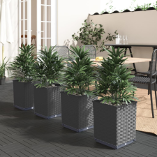 vidaXL 4 db fekete polipropilén növénytartó 30 x 30 x 37 cm kerti tárolás