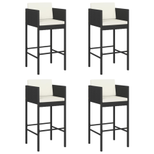 vidaXL 4 db fekete polyrattan bárszék párnával (316660) kerti bútor