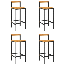vidaXL 4 db fekete polyrattan és tömör akácfa bárszék (362608) bútor