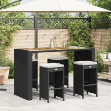vidaXL 4 db fekete polyrattan kerti bárszék párnával kerti bútor
