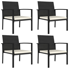 vidaXL 4 db fekete polyrattan kerti étkezőszék kerti bútor