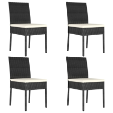 vidaXL 4 db fekete polyrattan kerti étkezőszék kerti bútor