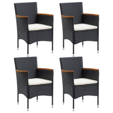 vidaXL 4 db fekete polyrattan kerti étkezőszék kerti bútor