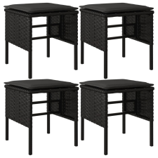 vidaXL 4 db fekete polyrattan kerti lábzsámoly párnákkal (362340) kerti bútor