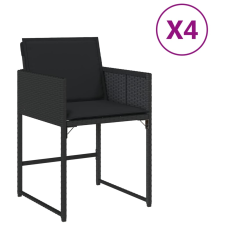 vidaXL 4 db fekete polyrattan kerti szék párnával kerti bútor