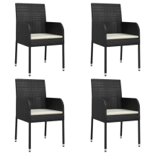 vidaXL 4 db fekete polyrattan kerti szék párnával (319887) kerti bútor