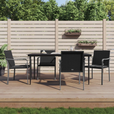 vidaXL 4 db fekete polyrattan kerti szék párnával 56x59x84 cm kerti bútor