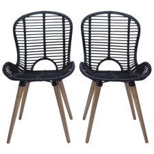 vidaXL 4 db fekete természetes rattan étkezőszék (246808) bútor