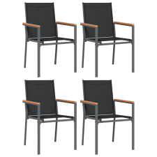 vidaXL 4 db fekete textilén és acél kerti szék 55x61,5x90 cm (3187085) kerti bútor