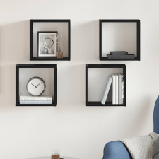 vidaXL 4 db fekete tölgyszínű szerelt fa fali kockapolc 30x15x30 cm bútor