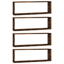 vidaXL 4 db füstös tölgyszínű szerelt fa fali kockapolc 80x15x26,5 cm (815916) bútor