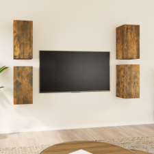 vidaXL 4 db füstös tölgyszínű szerelt fa TV-szekrény 30,5 x 30 x 60 cm bútor