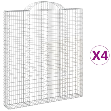 vidaXL 4 db íves horganyzott vas gabion kosár 200x30x220/240 cm (3146238) kerti tárolás
