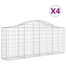 vidaXL 4 db íves horganyzott vas gabion kosár 200x30x80/100 cm (3145411) kerti tárolás