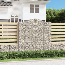 vidaXL 4 db íves horganyzott vas gabion kosár 200x50x200/220 cm kerti dekoráció