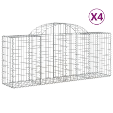 vidaXL 4 db íves horganyzott vas gabion kosár 200x50x80/100 cm (3146301) kerti tárolás
