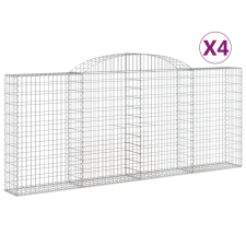 vidaXL 4 db íves horganyzott vas gabion kosár 300x30x120/140 cm (3146541) kerti tárolás