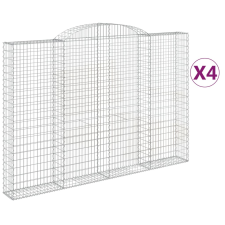 vidaXL 4 db íves horganyzott vas gabion kosár 300x30x200/220 cm (3146613) kerti tárolás