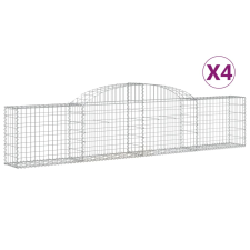 vidaXL 4 db íves horganyzott vas gabion kosár 300x30x60/80 cm (3146487) kerti tárolás