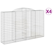 vidaXL 4 db íves horganyzott vas gabion kosár 300x50x180/200 cm (3146775) kerti tárolás