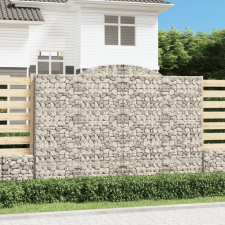 vidaXL 4 db íves horganyzott vas gabion kosár 300x50x200/220 cm kerti dekoráció