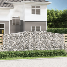 vidaXL 4 db íves horganyzott vas gabion kosár 400x30x140/160 cm kerti dekoráció