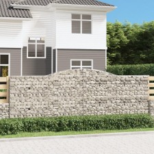 vidaXL 4 db íves horganyzott vas gabion kosár 400x30x140/160 cm kerti dekoráció
