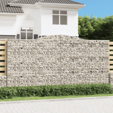 vidaXL 4 db íves horganyzott vas gabion kosár 400x30x200/220 cm kerti dekoráció