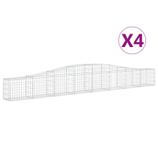 vidaXL 4 db íves horganyzott vas gabion kosár 400x30x40/60 cm (3145789) kerti tárolás
