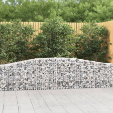 vidaXL 4 db íves horganyzott vas gabion kosár 400x30x60/80 cm kerti dekoráció